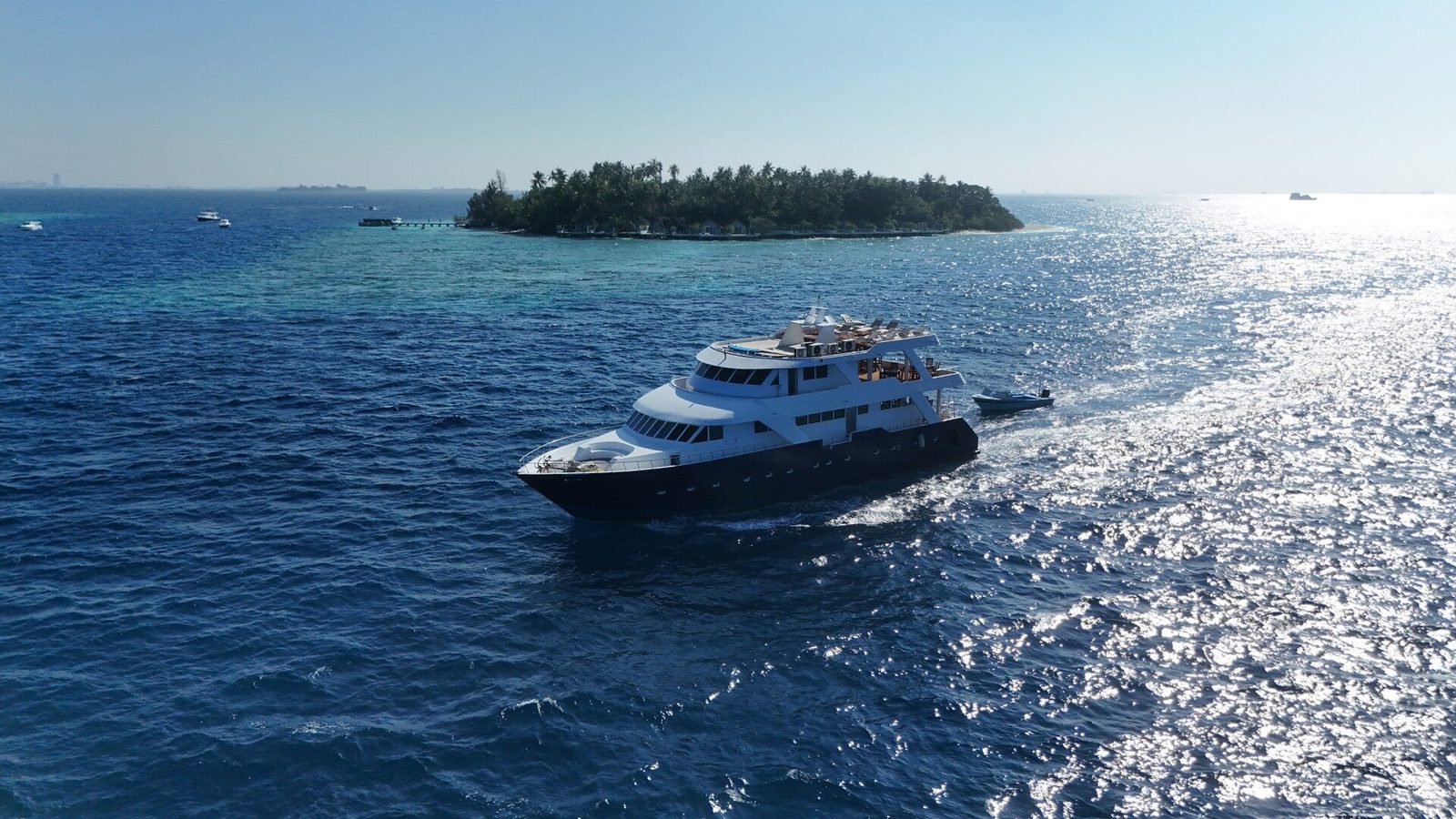 A private yacht at anchor · Maldives